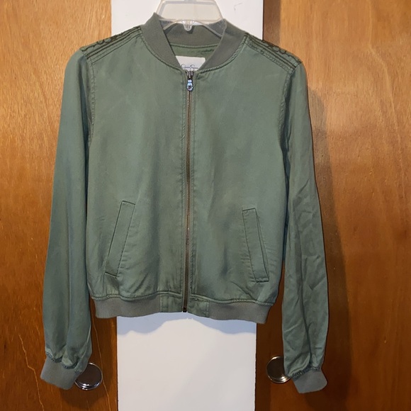 💚EUC Jessica Simpson Embroidered Light Bomber Jacket in Olive Green/Army… - Picture 6 of 10